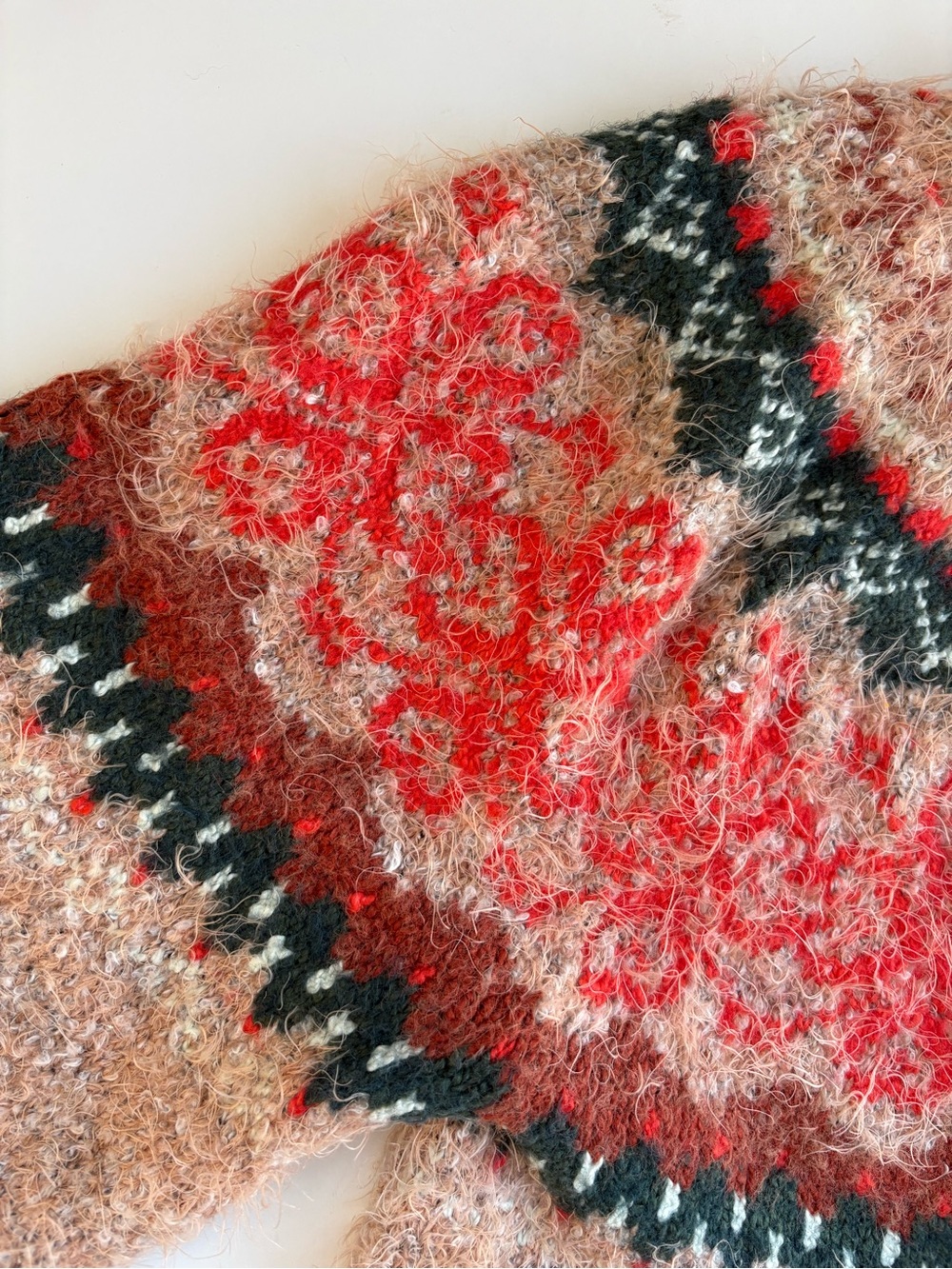 Free People Festive Frost Sweater Size S Eyelash Knit Fair Isle - Picture 9 of 11